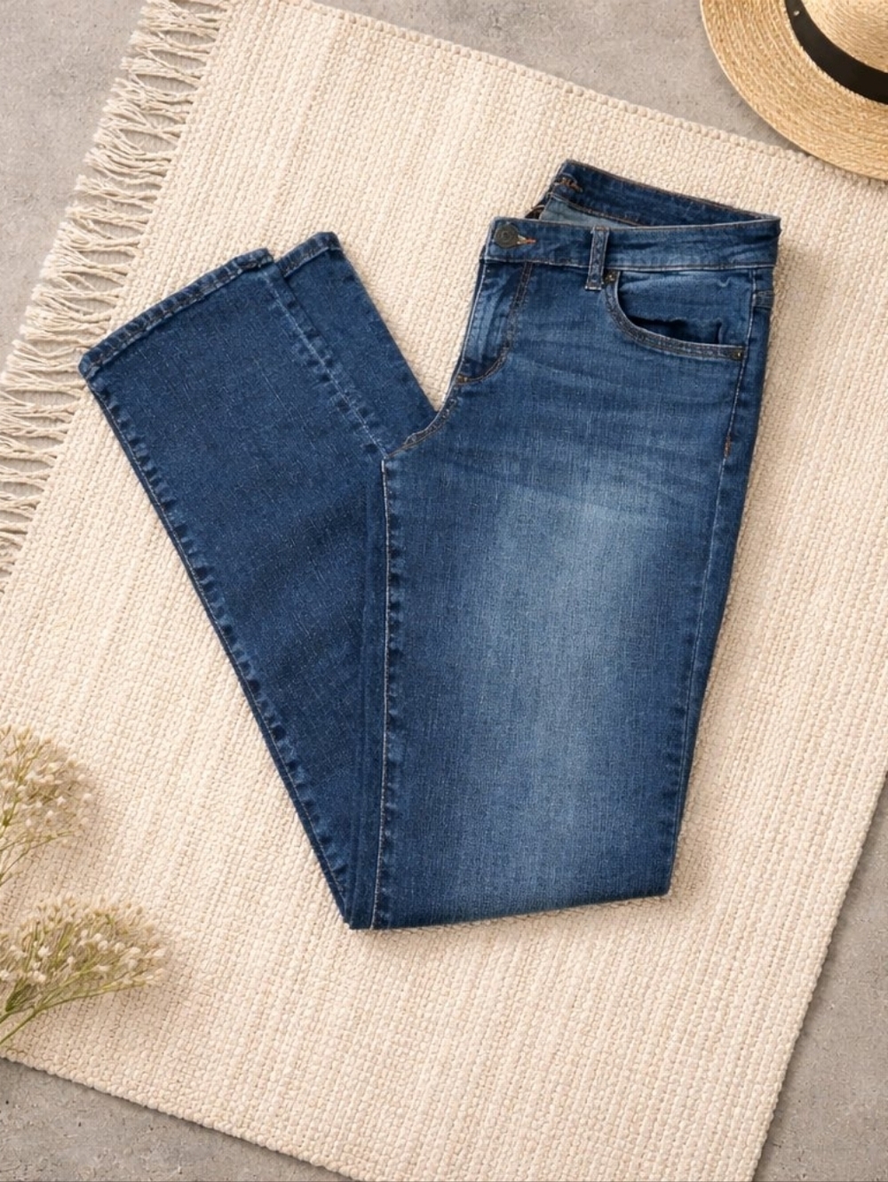 KUT FROM THE CLOTH KATY BOYFRIEND SLIM LEG MID-RISE DK BLUE JEANS SZ 8